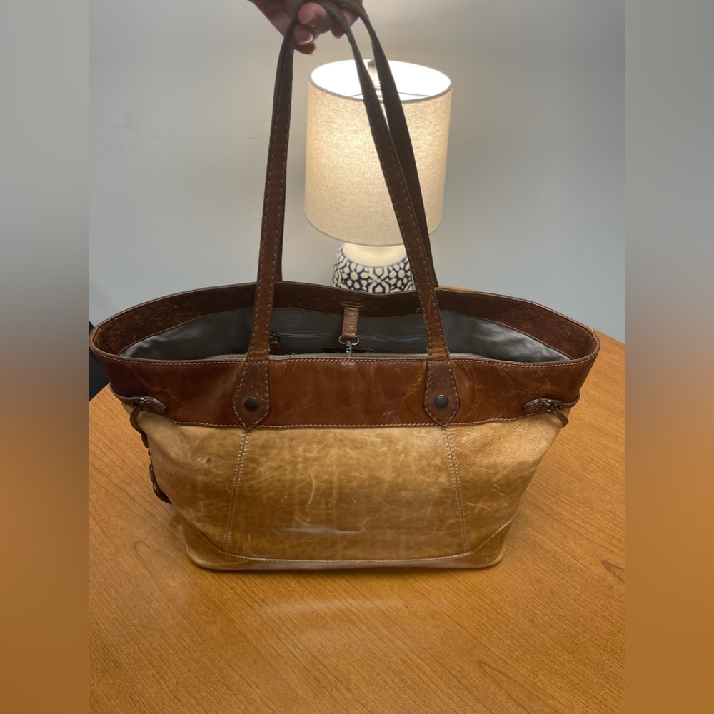 Frye - Large Melissa Tote. 2 tone leather. Clean interior. Excellent condition.